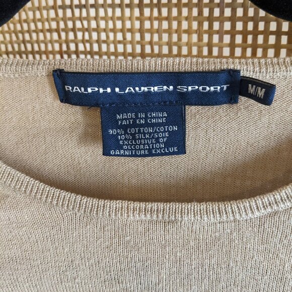 Ralph Lauren Sport beige cotton / silk lightweight sweater, GUC, M - Picture 3 of 7